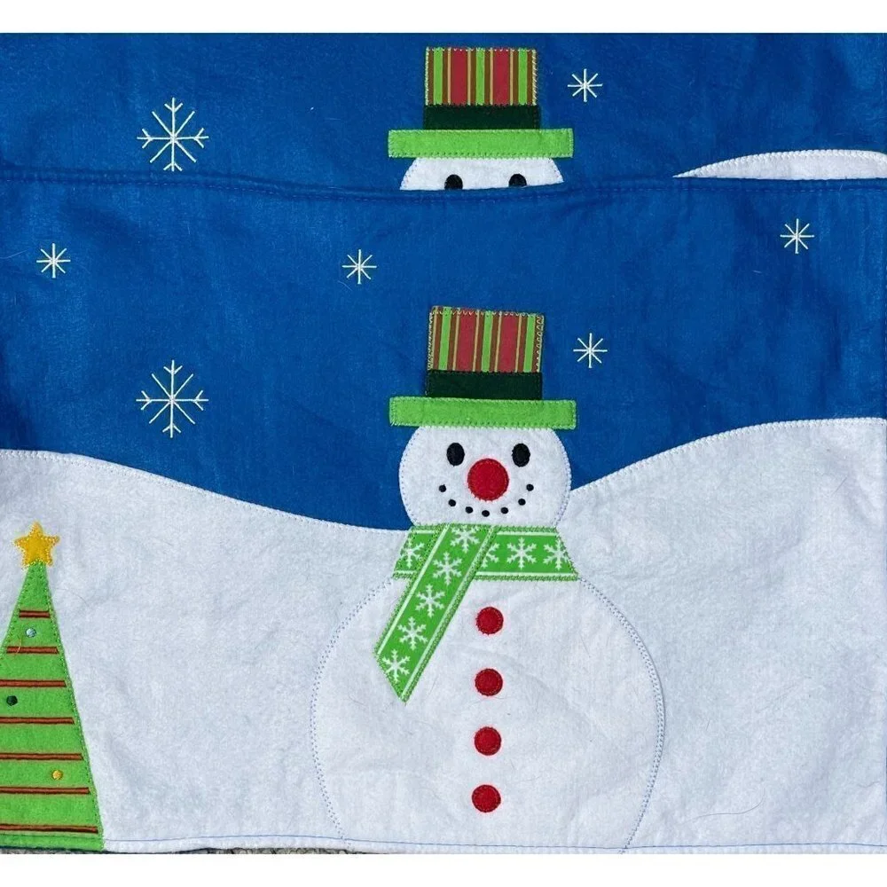 4 Unbranded Felt Placemats Snowman Winter Christmas Blue Green White